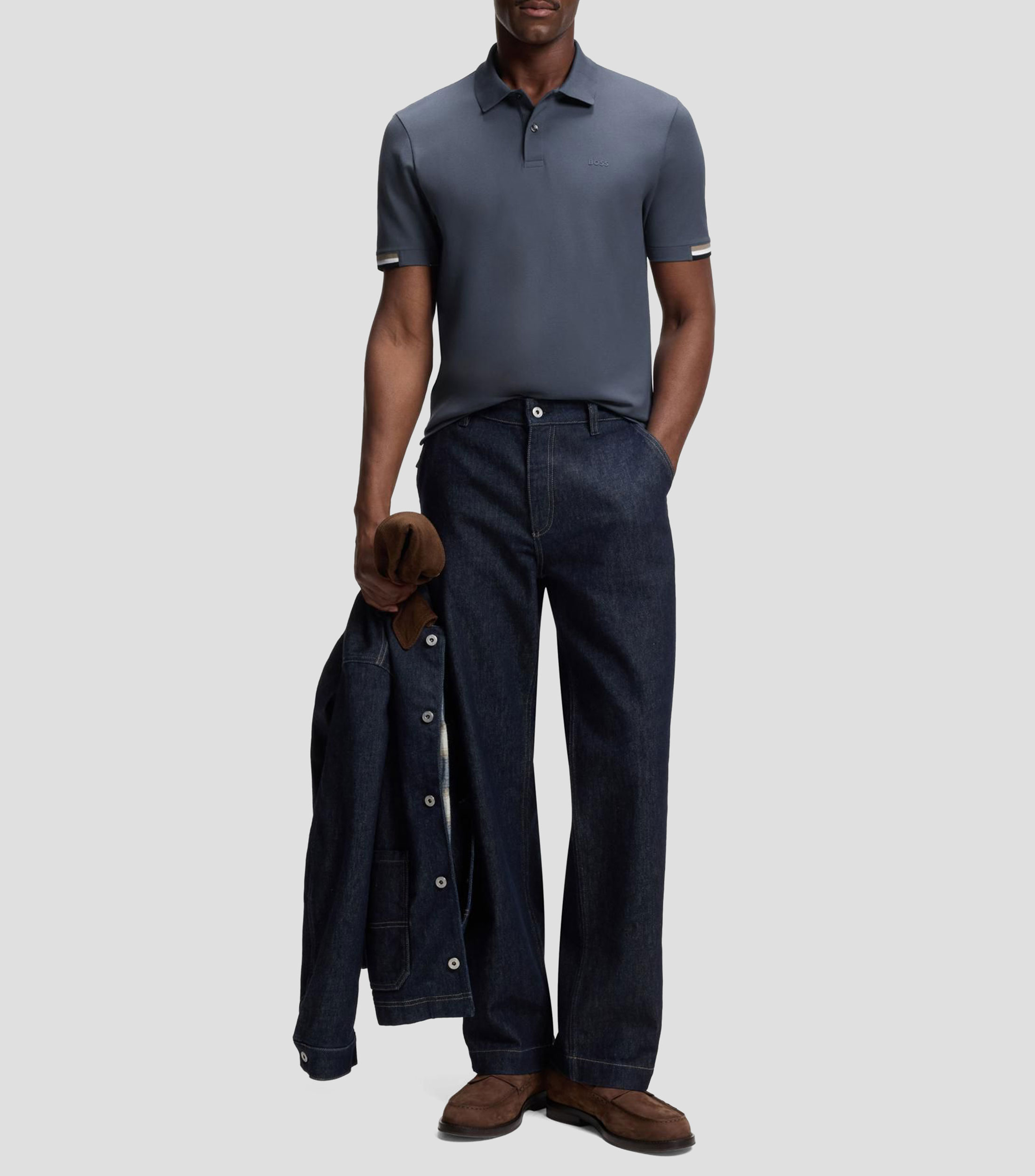 Polo regular fit con logo de goma Hombre